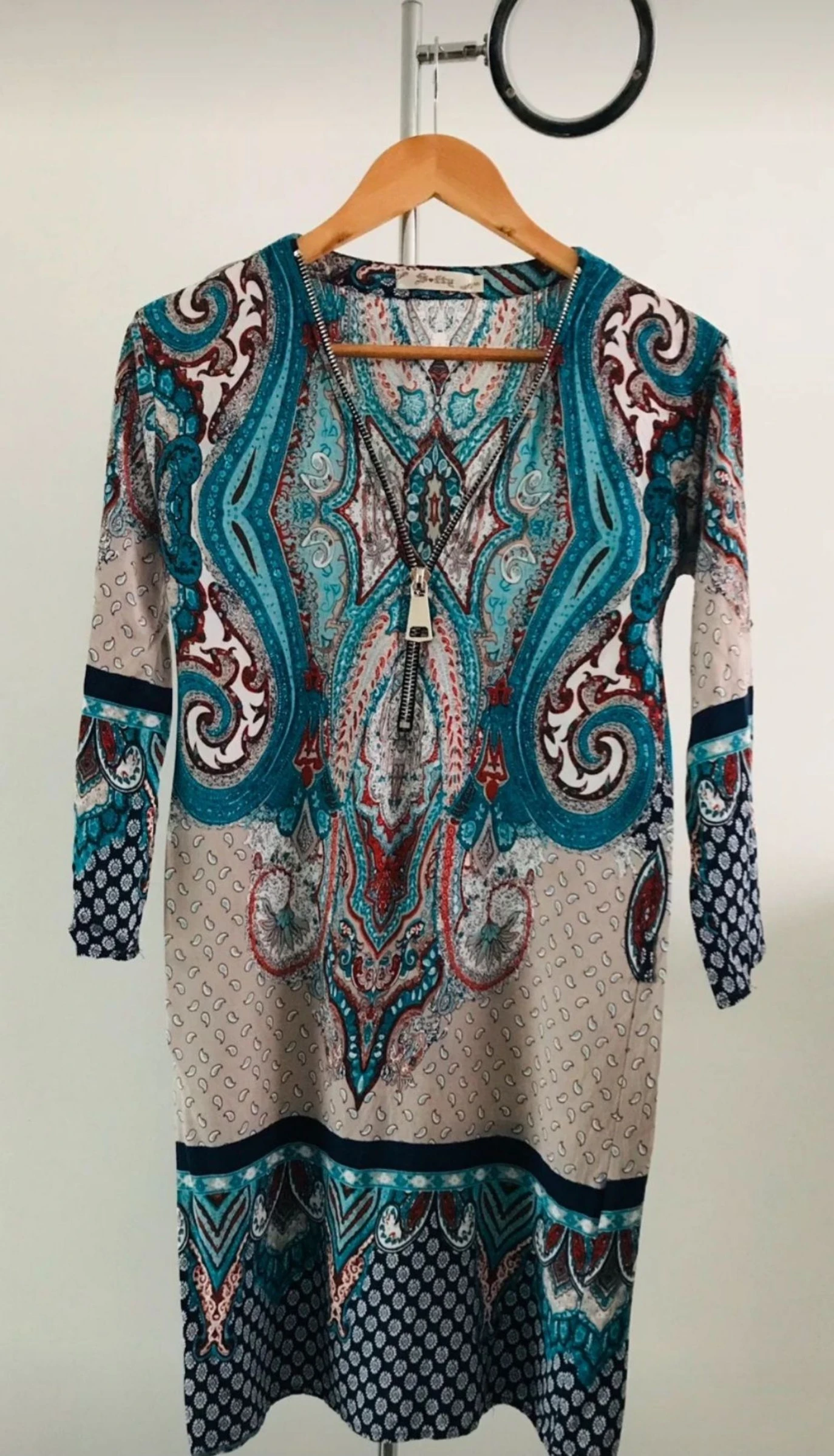 🌸Túnica bohemia con estampado de cachemira turquesa – Elegante y original - Perfecto estado🌸 – photo 2
